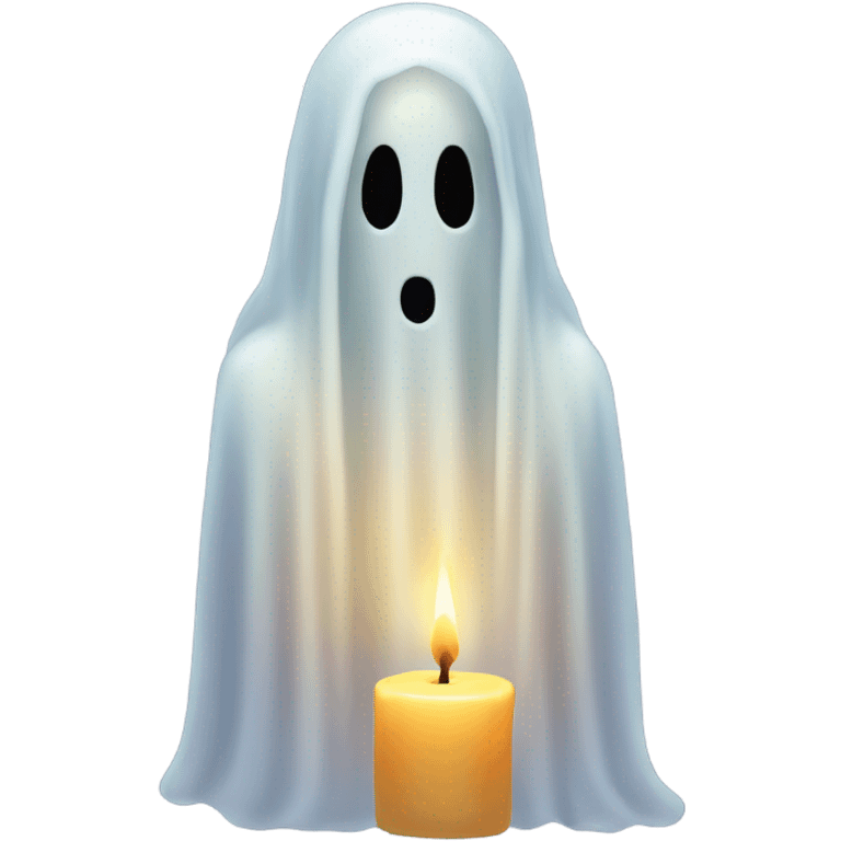 transparent ghost, ethereal with a candle, without shape. emoji