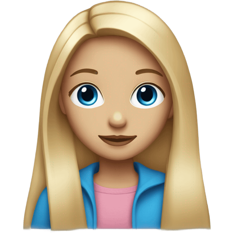  girl with long straight blonde hair, blue eyes, she has long lashes emoji