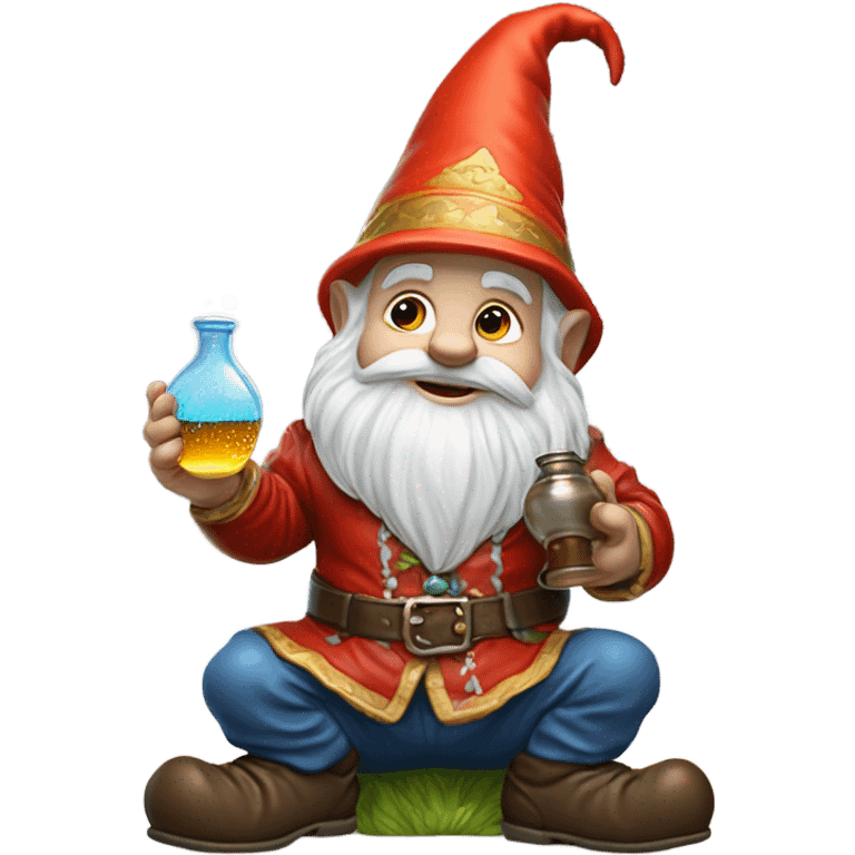 gnome pouring liquid on the ground as tribute to his homies emoji