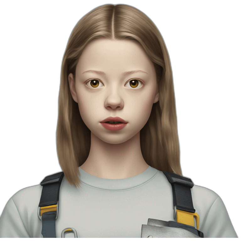 Mia goth with a saw emoji