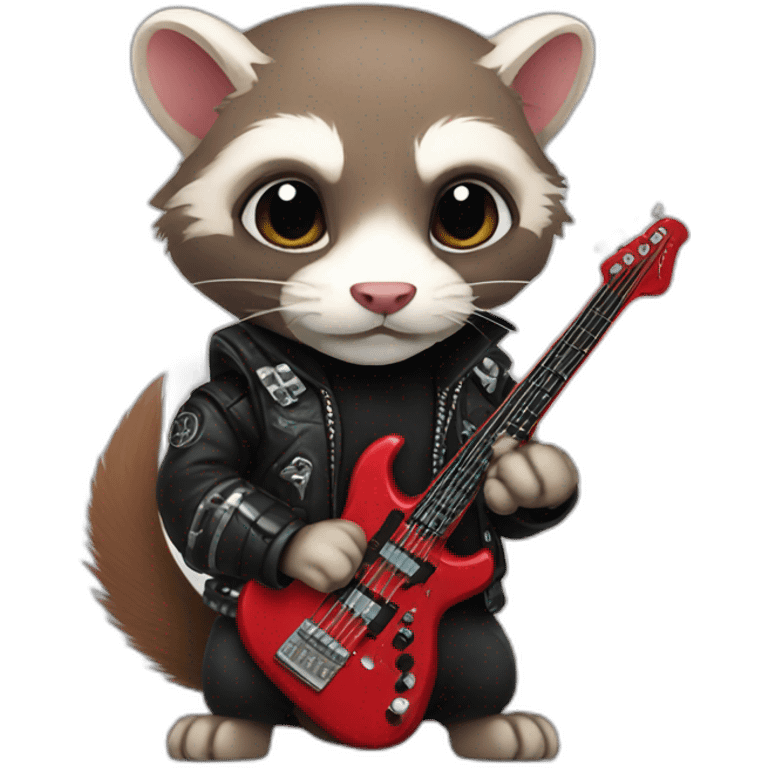 Red ferret wearing heavy metal clothing emoji