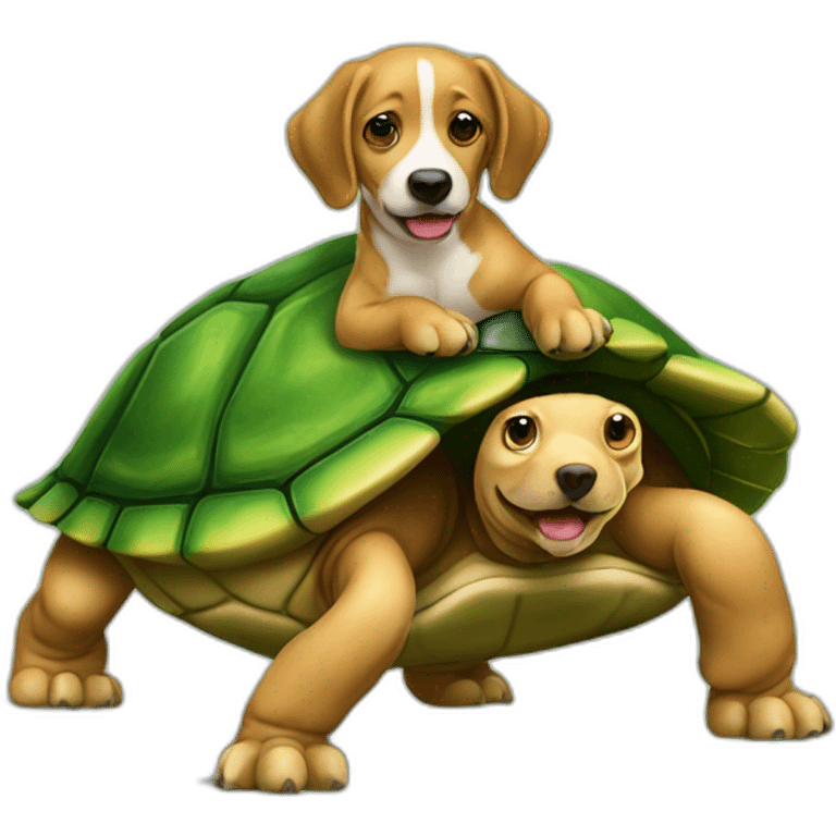 Chien sur une tortue emoji