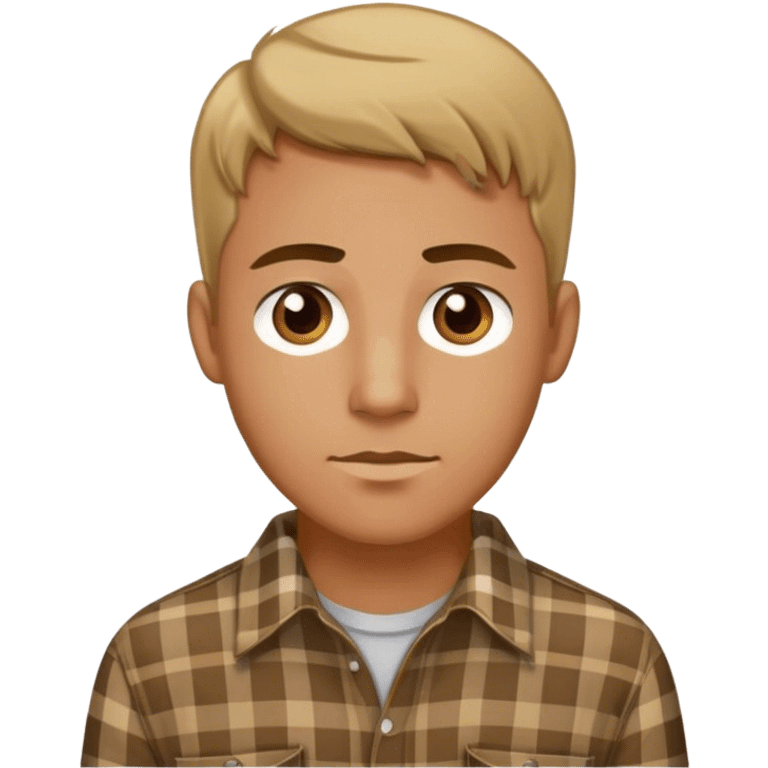 Short hair Dark blond man with hazel eyes in a plaid shirt half body emoji