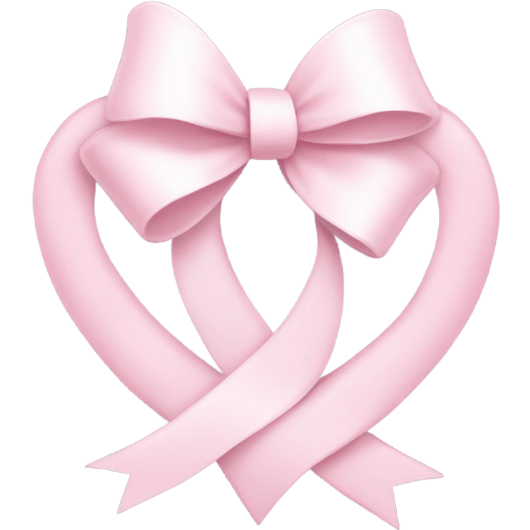 white heart with light pink ribbon bow emoji