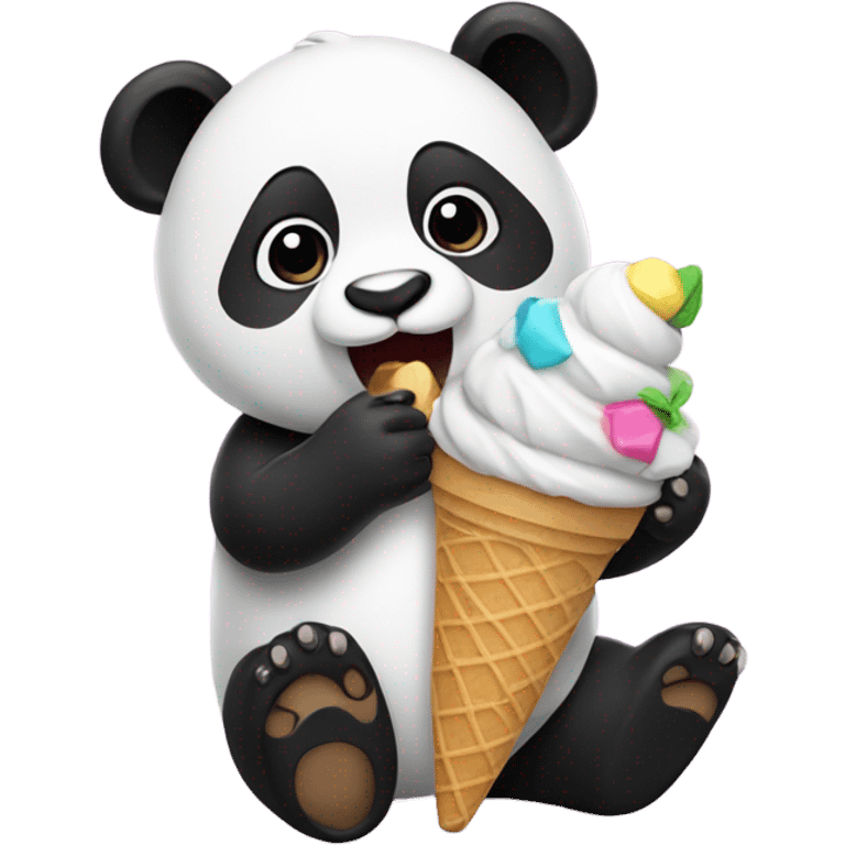 Panda eating ice cream emoji