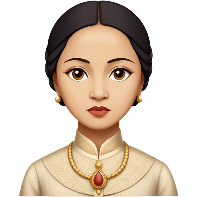 Cinematic Realistic Raden Ajeng Kartini Portrait Emoji, depicted as an inspiring Indonesian feminist icon in period attire with a thoughtful determined gaze, rendered with lifelike textures and warm empowering lighting that captures her pioneering spirit. emoji