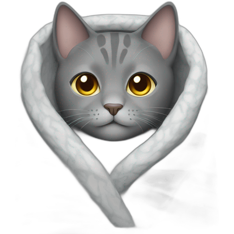 gray cat in a blanket emoji