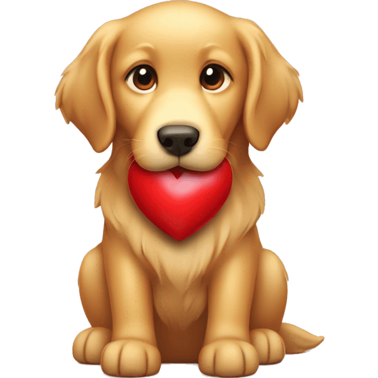 Golden Retriever Holding a red Heart  emoji