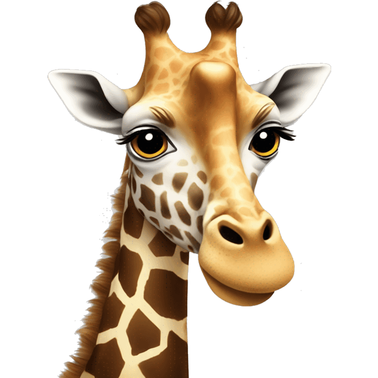 Giraffe with long brown hair ￼ emoji