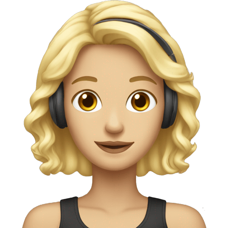 Blonde beautiful girl with headset  emoji