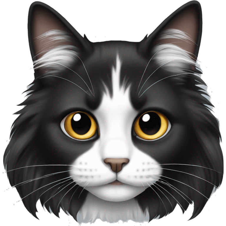 long haired cat half black half white emoji