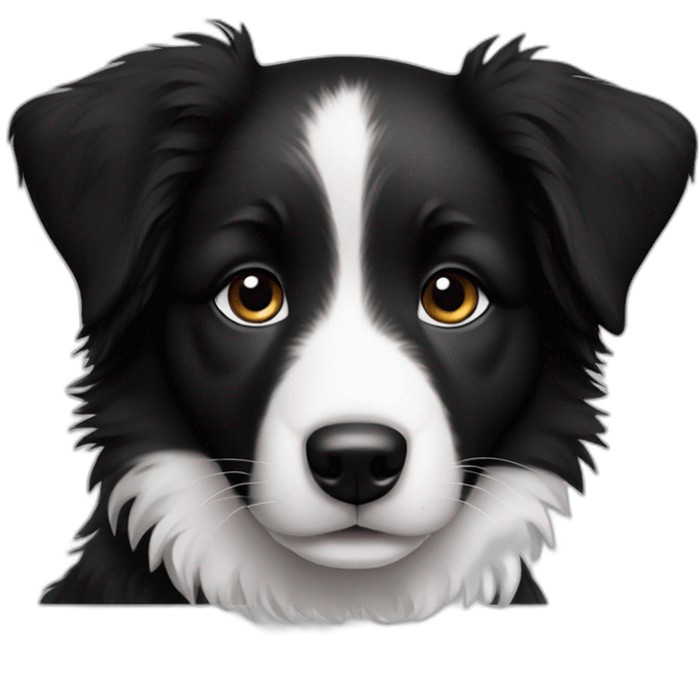 border collie puppy, only black and white, very cute emoji