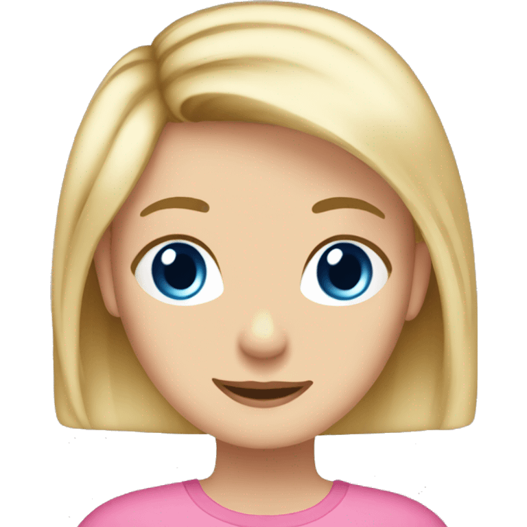 Blonde hair, blue eyes girl Age 13 hair just reaching her shoulders Wearing a pink top  emoji