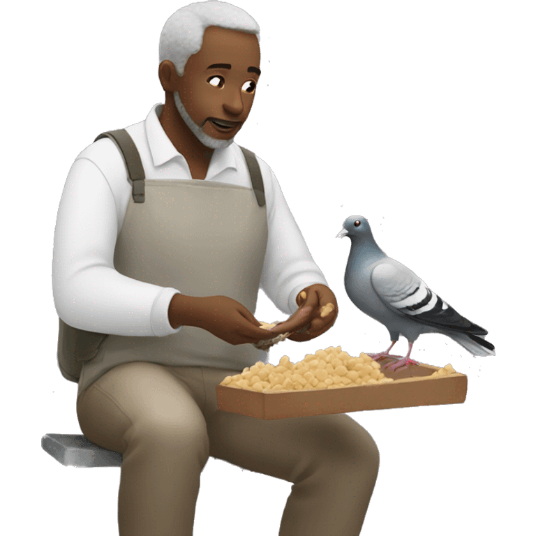 white man feeding pigeons emoji