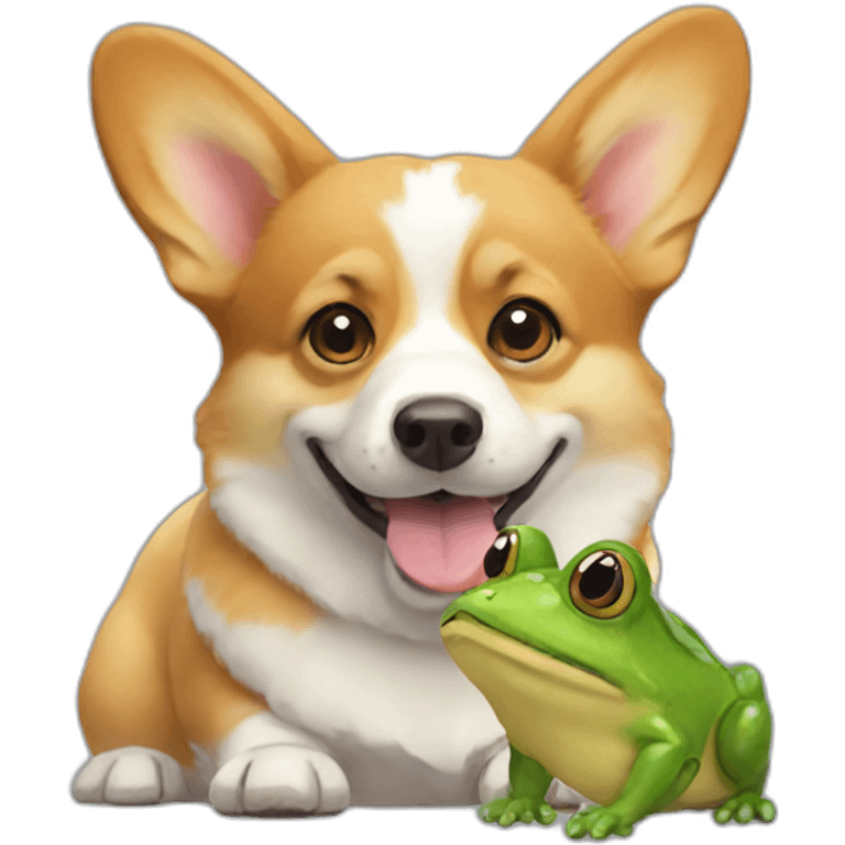 corgi with a frog emoji