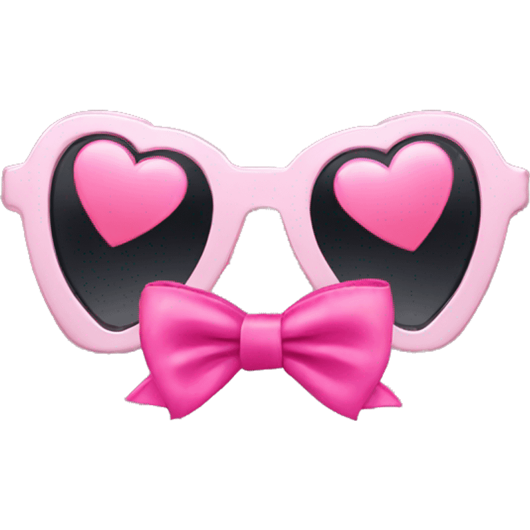 Heart sunglasses with two pink bows emoji