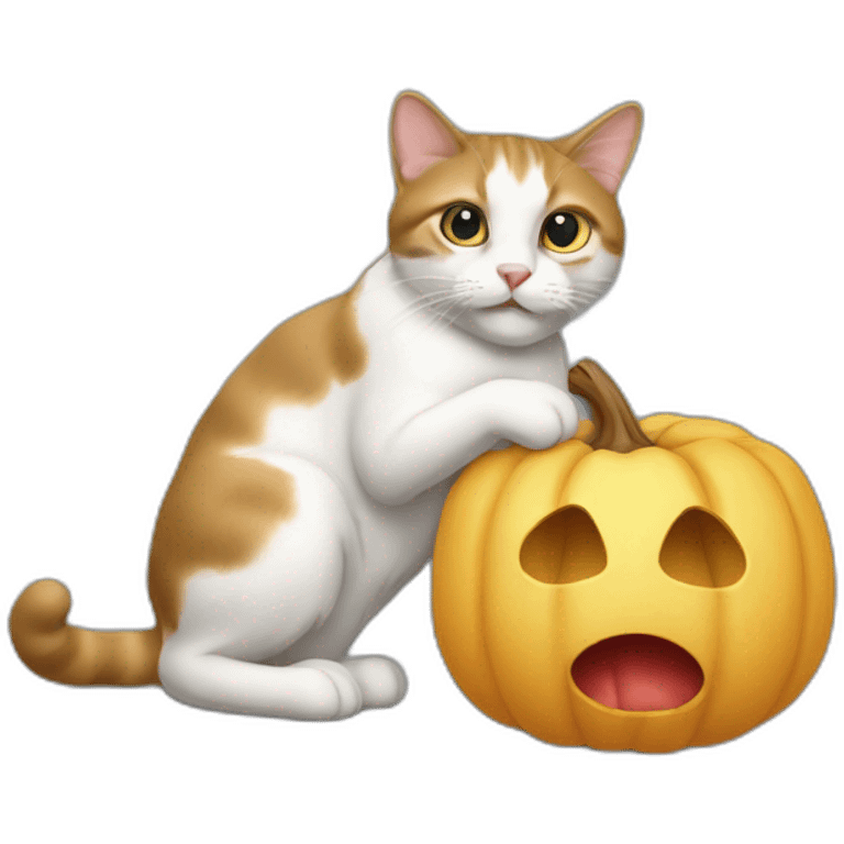 Un chat en pleine possession du crâne de la reine emoji