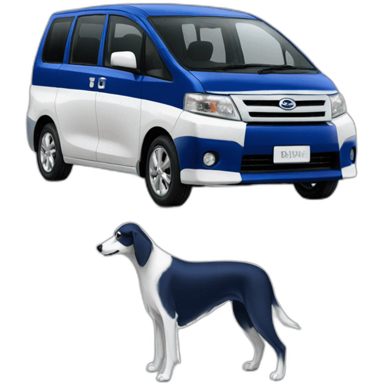 daihatsu dark blue atrai and white saluki emoji