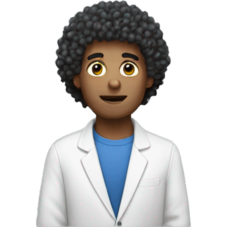 man with fluffy curly hair at a computer emoji