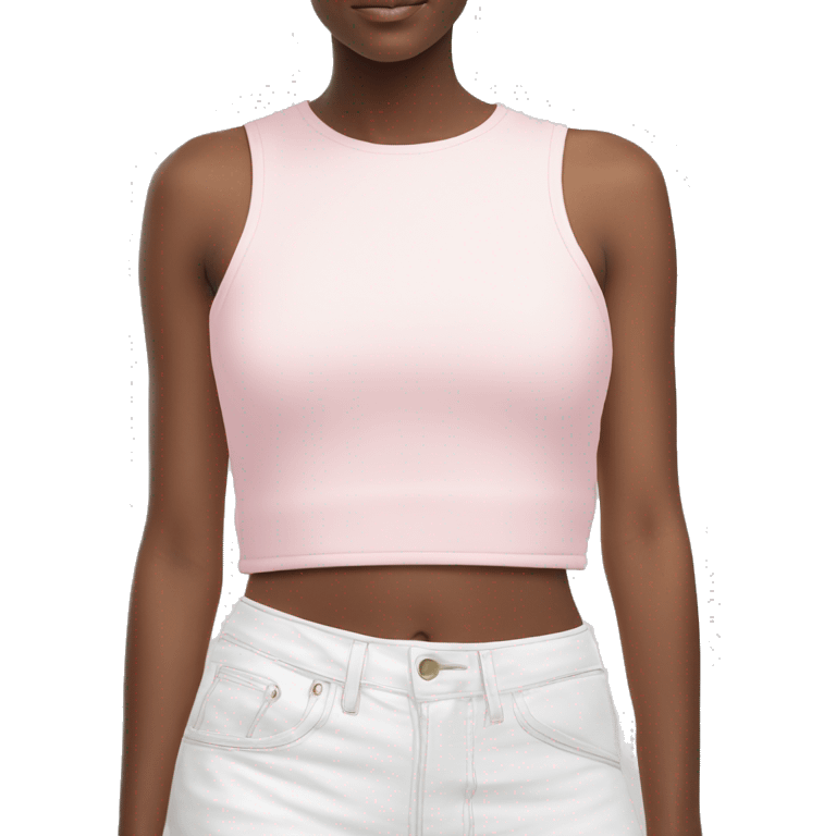 crop top white basic with mini light pink crop top overlay emoji