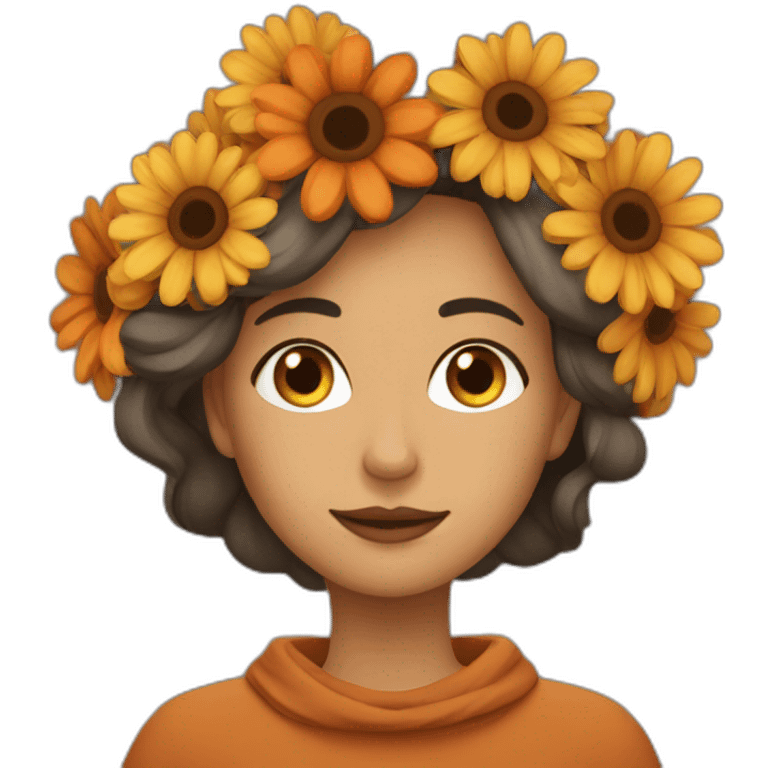 Mujer con flores de otoño emoji