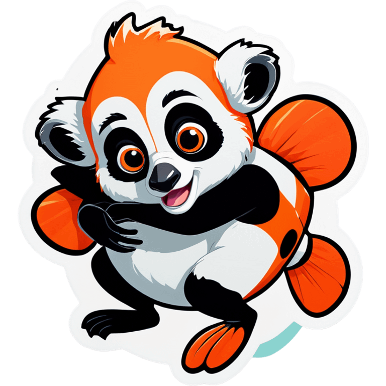 Lemur hugging a clownfish  emoji