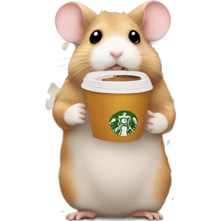 Hamster with Starbucks and an iphone emoji