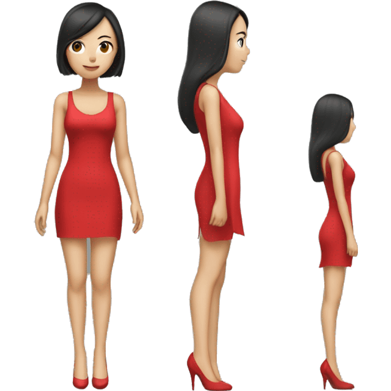 Tall Asian girl with tall tall 10 inche long heels on with a red dress  emoji