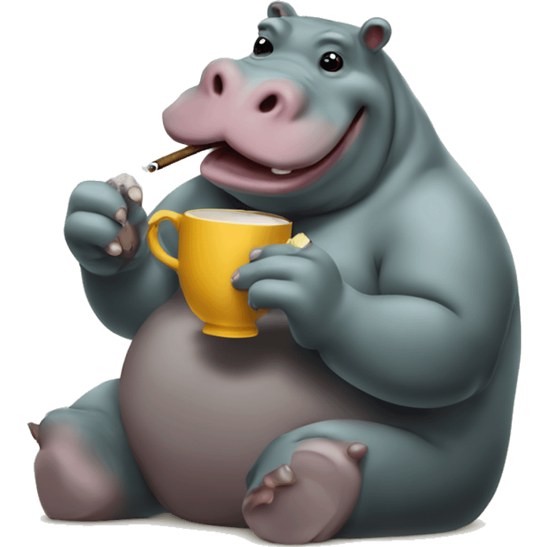 A hippopotamus smoking tea emoji