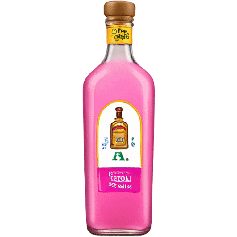 bottle of tequila with pink label emoji