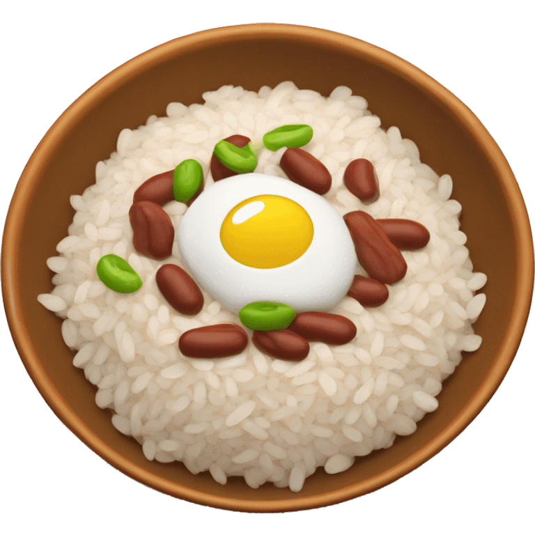 Puerto Rican dish “arroz con habichuelas” which is white rice and beans in a bowl emoji