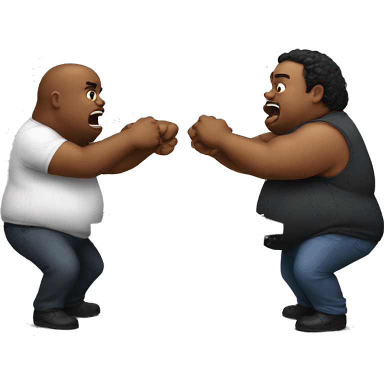 2 fat guys fighting over food  emoji