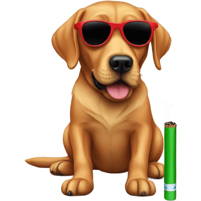 Red Labrador with sunglasses and a cigarette emoji