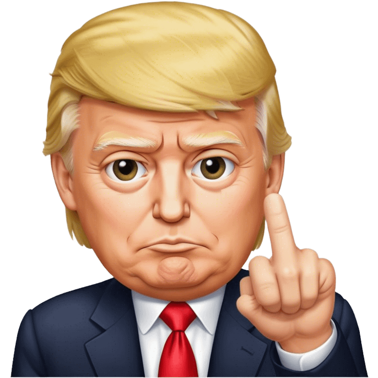 Old Donald Trump shows one finger photorealistic emoji