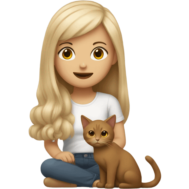 Beige hair girl with brown cat  emoji