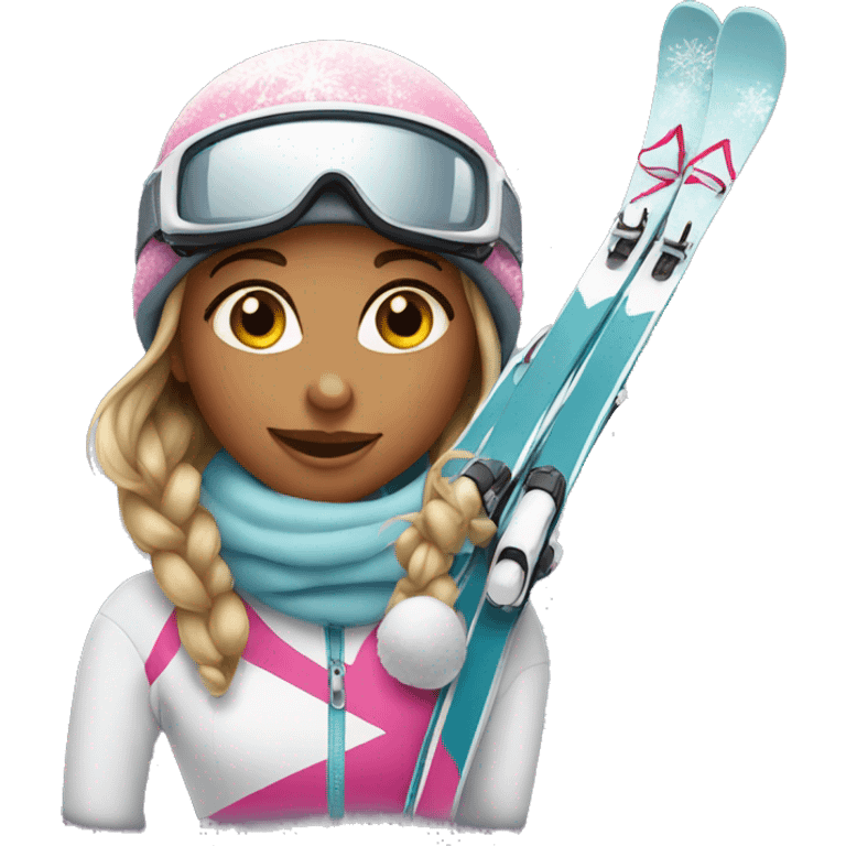 Cute skiing girl emoji