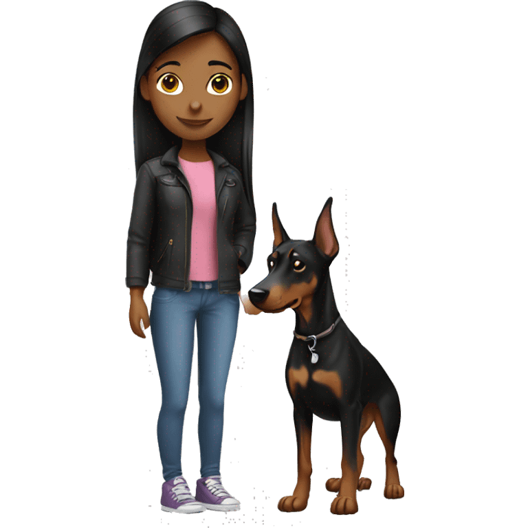 girl with doberman  emoji