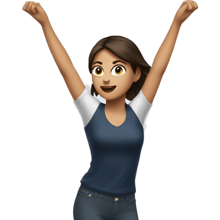 girl brunette with arms up in the air emoji