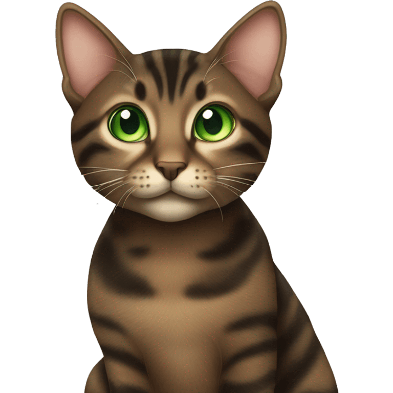 all brown and black tabby cat with green eyes emoji