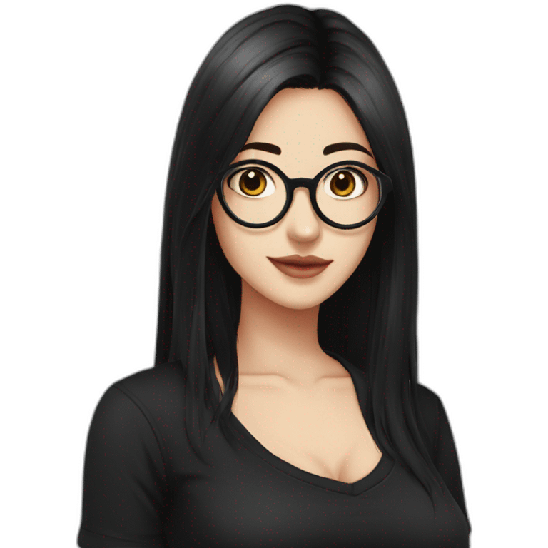 Anime+Bella+Goth-Woman-dark-hair-with-glasses-black-tshirt+perfectly-centered emoji