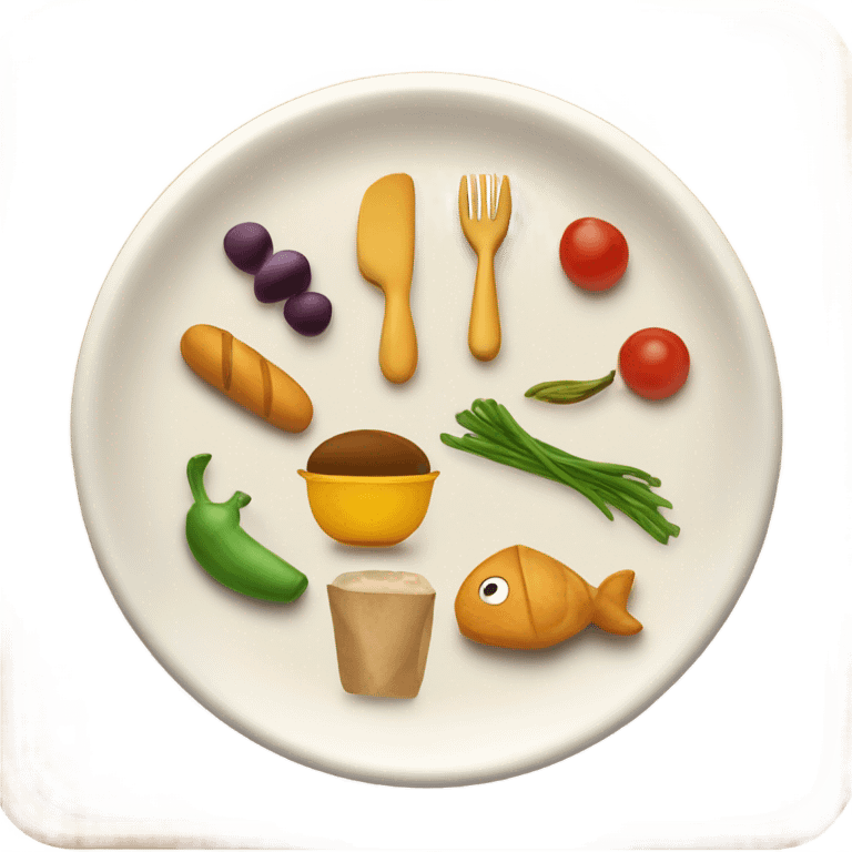 Nutrition list with dish icons and check marks. emoji