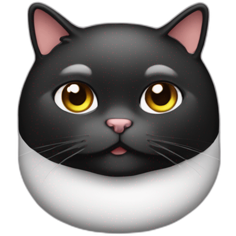 Fat cat wearing black emoji