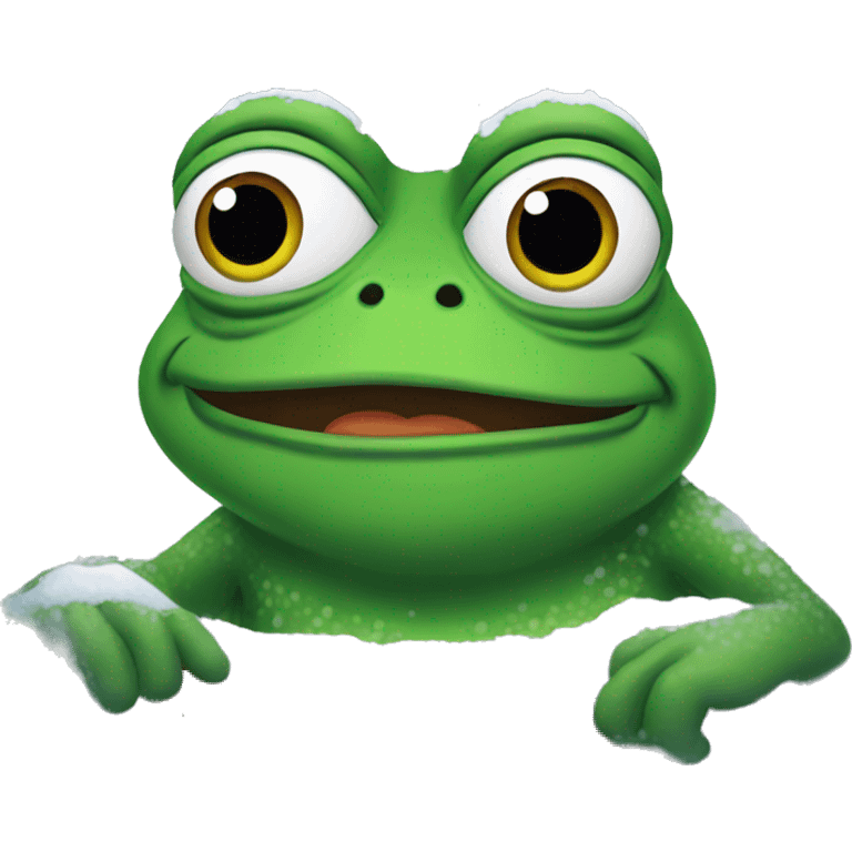 pepe the frog inside the snow emoji