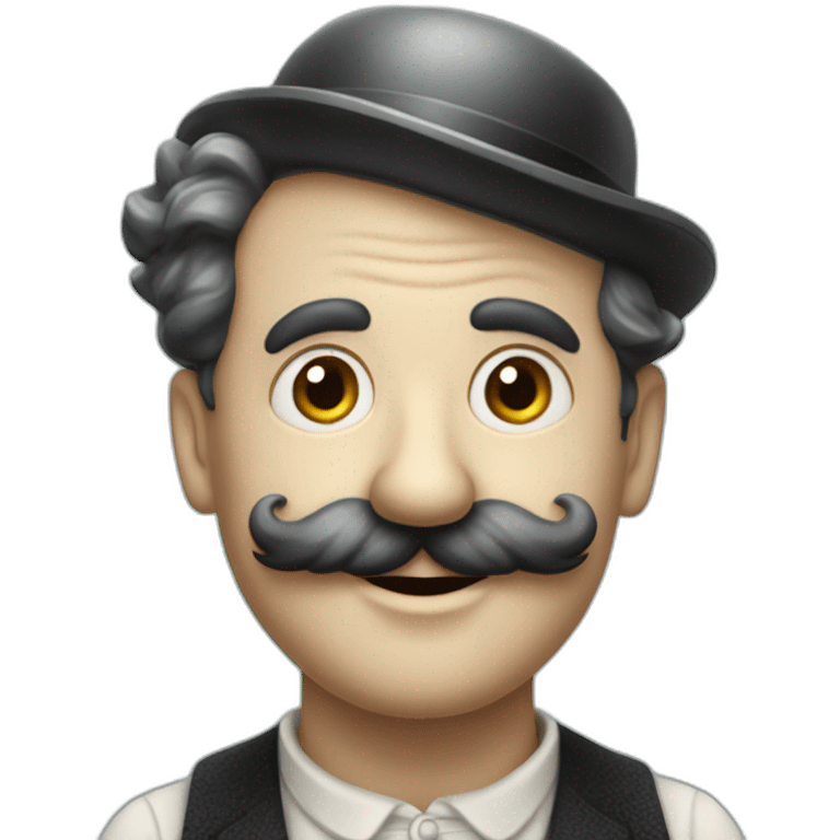 Charlie Chaplin without hat and with a moustache and short and raide hairs emoji