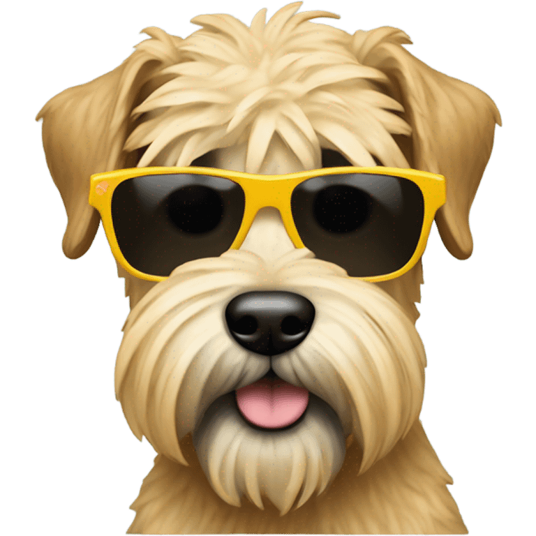 Wheaten Terrier wearing sunglasses emoji