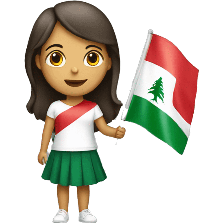 A girl holding the Lebanese flag  emoji