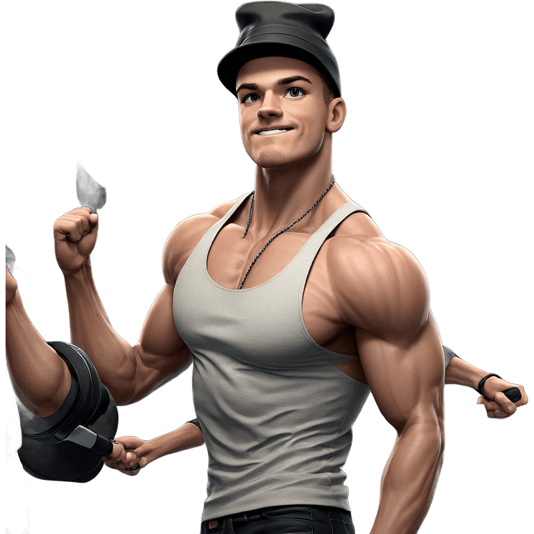 muscular male with stylish hat emoji