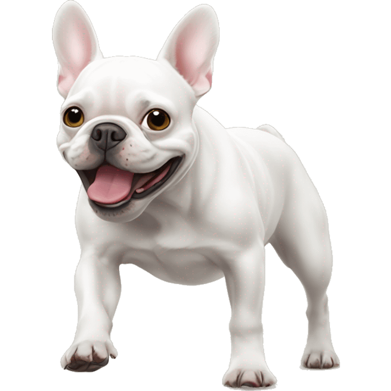 White French Bulldog having the zoomies emoji