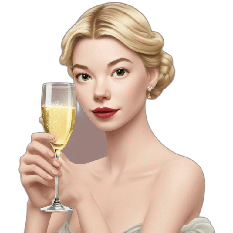 Anya Taylor-Joy holds glass of champagne emoji