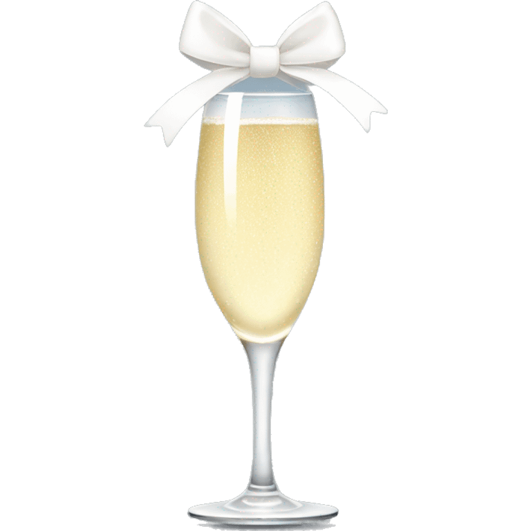 Champagne glass with a white bow emoji